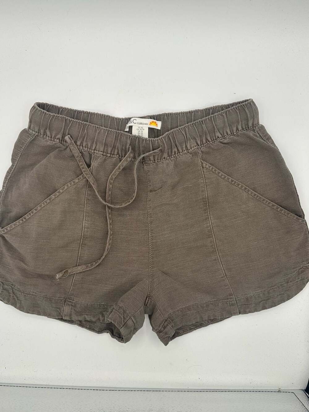 L&C California Linen Blend Drawstring Shorts Women's XS Brown